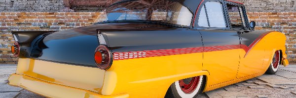 Zabytkowy, 1956, Ford Fairlane Town Sedan, Czarno-żółty