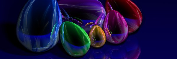 Jajka, Kolorowe, Grafika 3D