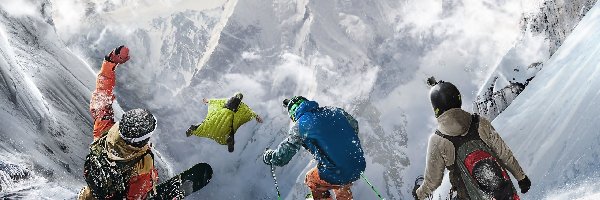 Góry, Skoki narciarskie, Spadochroniarstwo, Snowboard, Sporty ekstremalne, Zima, Wspinaczka