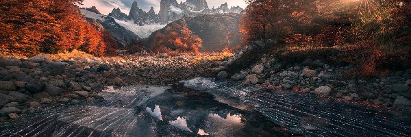 Jesień, Szczyt Fitz Roy, Góry, Argentyna, Patagonia