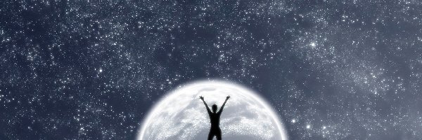 Księżyc, Noc, Gwiazdy, Człowiek