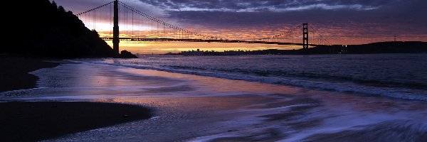 San Francisco, Zachód Słońca, Cieśnina, Most Golden Gate