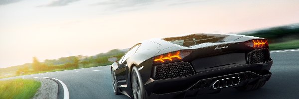Czarne, Aventador, Lamborghini, Tor, Art