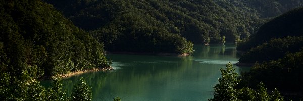 Góry, Drzewa, Lasy, Jezioro