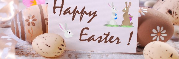 Kartka, Wielkanoc, Pisanki, Happy Easter, Życzenia