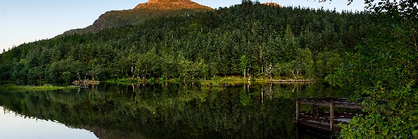 Szkocja, Jezioro, Góry, Pomost, Las Glencoe Lochan