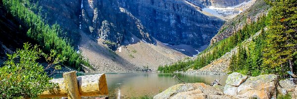 Jezioro Agnes, Kanada, Park Narodowy Banff, Ławeczka, Góry Skaliste