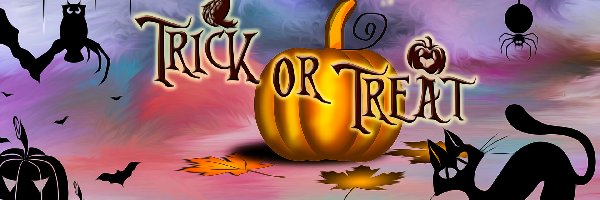 Kot, Trick or Treat, Dynia, Grafika, Napis, Halloween