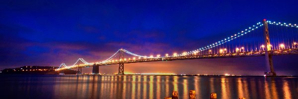 Lampiony, San Francisco, Oświetlony, Stan Kalifornia, Stany Zjednoczone, Cieśnina Golden Gate, Most Golden Gate
