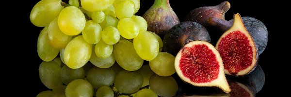 Zielone, Odbicie
, Winogrona, Figi