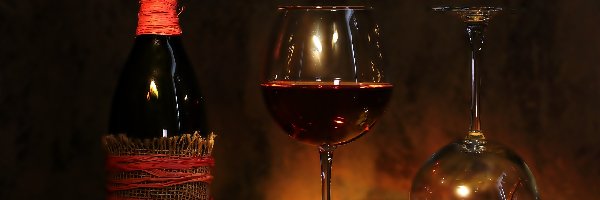 Wino, Kieliszki, Czerwone, Kompozycja, Winogrono