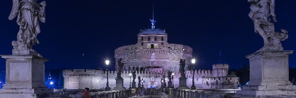 Figury, Mauzoleum Hadriana, Zamek Świętego Anioła, Rzym, Włochy, Ponte San Angelo, Most św. Anioła