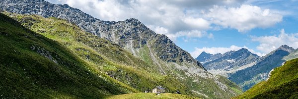Droga, Góry, Jezioro, Dom, Południowy Tyrol, Włochy