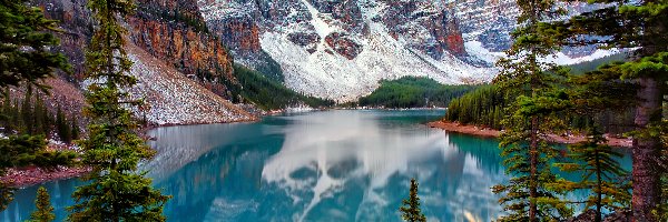 Góry, Park Narodowy Banff, Jezioro Moraine Lake, Las, Kanada