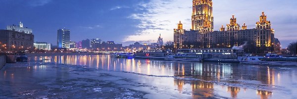 Hotel, Rzeka, Zima, Moskwa