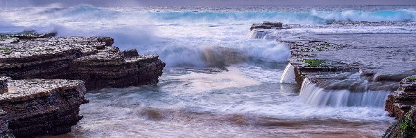 Sydney, Morze, Plaża Turimetta, Fale, Skały