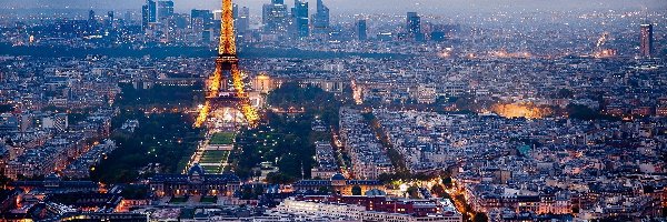 Widok, Wieża, Eiffla, Paryż, Miasta