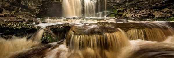 Stany Zjednoczone, Park stanowy Blackwater Falls, Wirginia Zachodnia, Skały, Wodospad