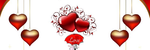 Miłość, Serca, Walentynki, Zakochani, Parasol