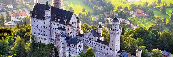 Panorama, Niemcy, Bawaria, Zamek Neuschwanstein