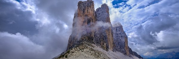 Niebo, Masyw Tre Cime di Lavaredo, Góry, Chmury, Dolomity, Włochy