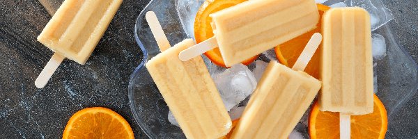 Lody, Lodu, Kostki, Pomarańczy, Plastry