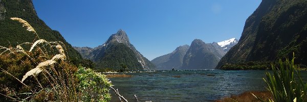 Góry, Nowa Zelandia, Milford Sound, Jezioro