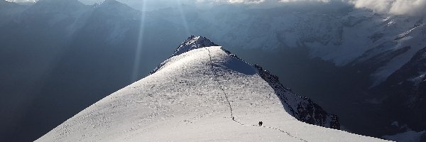 Alpinizm, Góry, Ślady, Chmury, Zima