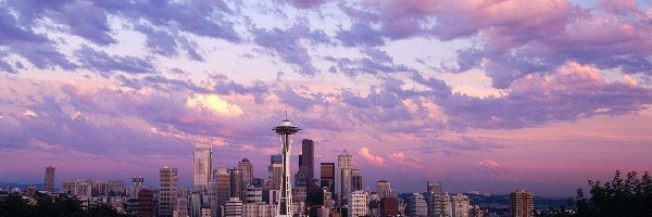 Świt, Stany Zjednoczone, Seattle, Space Needle, Wieża