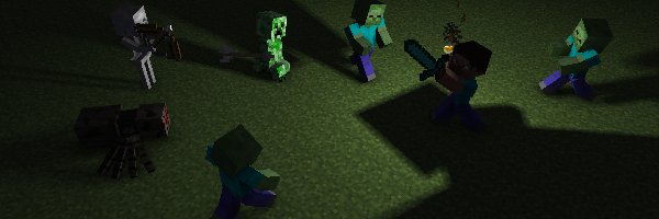 Pająk, Steve, Noc, Creeper, Minecraft, Zombie, Szkielet