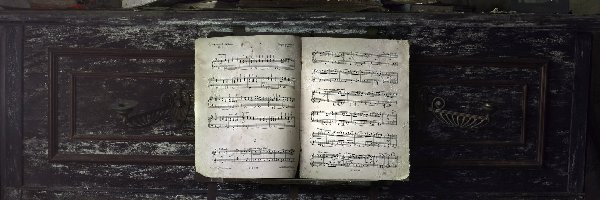 Pianino, Zegar, Nuty, Stare