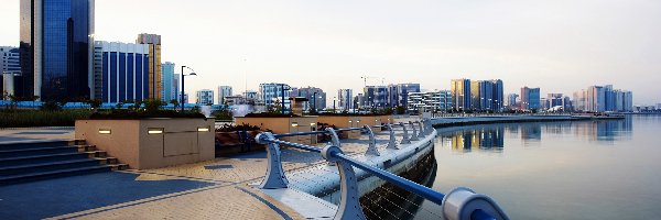 Morze, Panorama, Nabrzeże, Dhabi, Abu