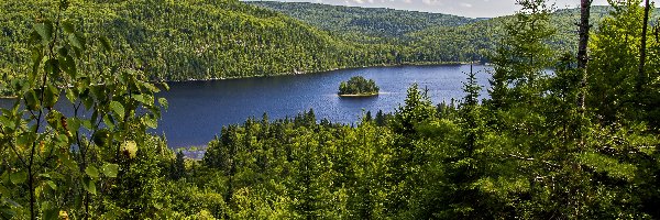 Roślinność, Kanada, Park Narodowy La Mauricie, Chmury
, Jezioro, Lasy