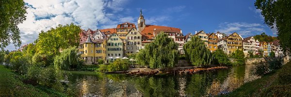 Niemcy, Tybinga, Badenia - Wirtembergia, Rzeka Neckar, Domy