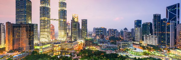 Malezja, Miasto, Kuala Lumpur, Petronas Towers, Wieżowce