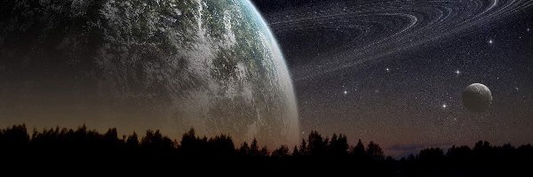 Planeta, Kosmos, Niebo, Fantasy, Jezioro