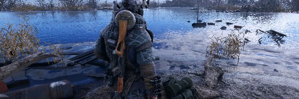 Gra, Żołnierz, Metro Exodus, Ruiny, Jezioro