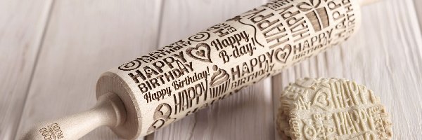 Urodziny, Napisy, Wałek do ciasta, Ciasteczka, Happy Birthday