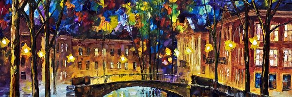 Nocą, Miasto, Leonid Afremov
