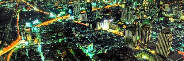 Bangkok, Noc, Miasto, Tajlandia