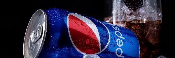 Tło, Szklanka, Lód, Pepsi, Puszka, Ciemne, Kostki