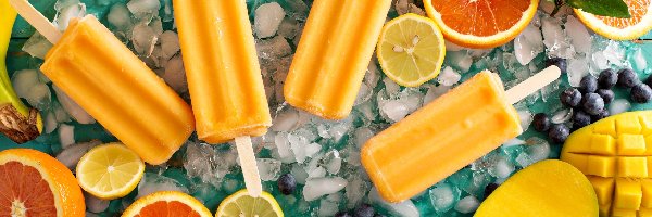 Owoce, Mango, Cytryny, Owocowe, Lody, Banany, Pomarańcze