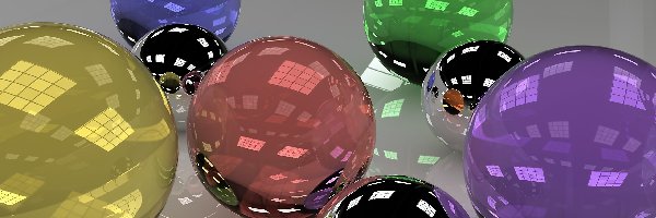 Szklane, Grafika 3D, Kule, Kolorowe