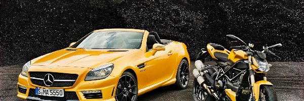 Motocykl Ducati Streetfighter 848, Mercedes-Benz AMG R172 Wersja SLK 55, Żółty