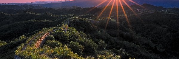 Prowincja Hebei, Promienie słońca, Chiny, Wielki Mur Chiński