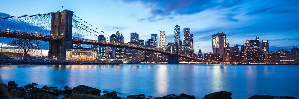 Nowy Jork, Rzeka, Cieśnina East River, Stany Zjednoczone, Most Brookliński, Brooklyn Bridge