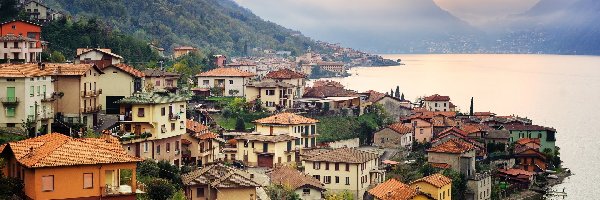 Region Lombardia, Miasto Como, Jezioro Como, Góry Alpy, Domy, Włochy