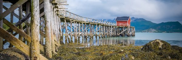 Norwegia, Molo, Wyspa Meløya, Morze Norweskie, Domek