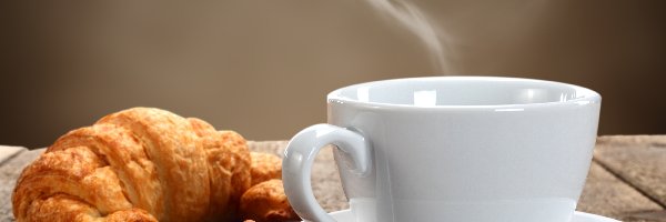 Kawa, Rogalik, Filiżanka, Ziarna, Cynamon