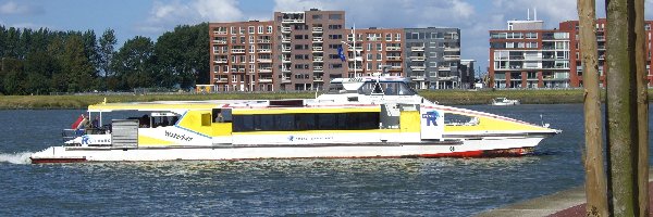 Statek, Pasażerski, Waterbus, Budynki, Woda